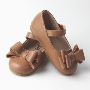 Hard-Sole Toddler Mary Janes Brown Shoes Toddler Dress Shoes Hook and loop